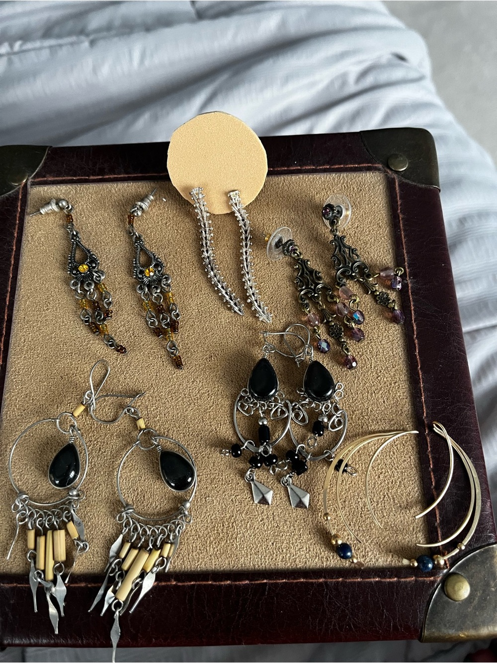Assorted Women's Dangle Earrings in Black, Gold, and Multicolor